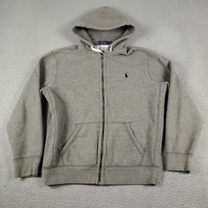 N374O Polo Ralph Lauren Sueter Para Hombre Grande Gris Pony Cremalera Completa Sudadera con Capucha