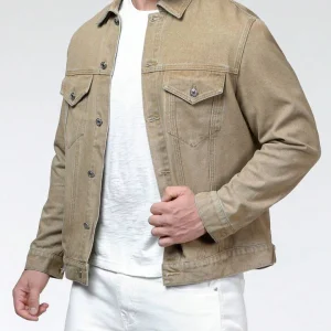 N374O chamarra Mezclilla Con Bolsillo Con Solapa beige grande pull&bear