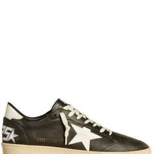 Tenis Golden goose Ball Star de napa negra con estrella y refuerzo del talón de piel blanca