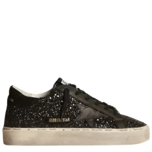 N374O Golden Gosse Super-Star de napa negra, estrella y refuerzo del talón de ante negro