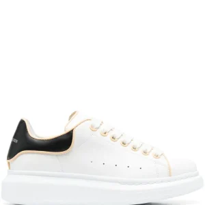 (G5) Alexander McQueen tenis bajos Oversize Talon Piel blanco talón negro beige