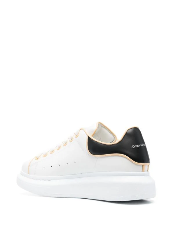 (G5) Alexander McQueen tenis bajos Oversize Talon Piel blanco talón negro beige - Imagen 3