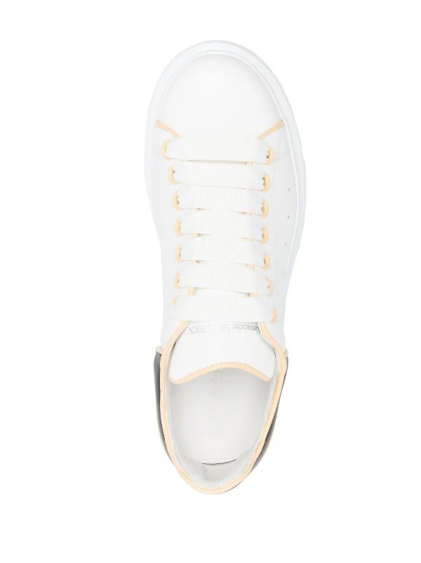 (G5) Alexander McQueen tenis bajos Oversize Talon Piel blanco talón negro beige - Imagen 4