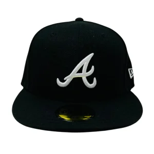 N373O Gorra SnapBack New Era Atlanta Braves Black On White 59FIFTY Cerrada negro blanco
