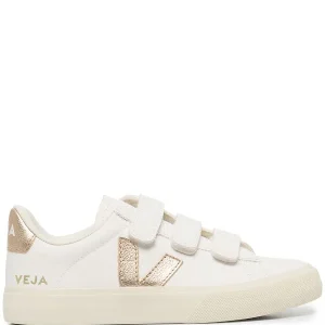 VEJA tenis bajos V-10 Velcro blanco dorado