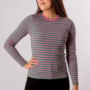 Línea de manga larga suéter - Super Pink/Jelly Bean