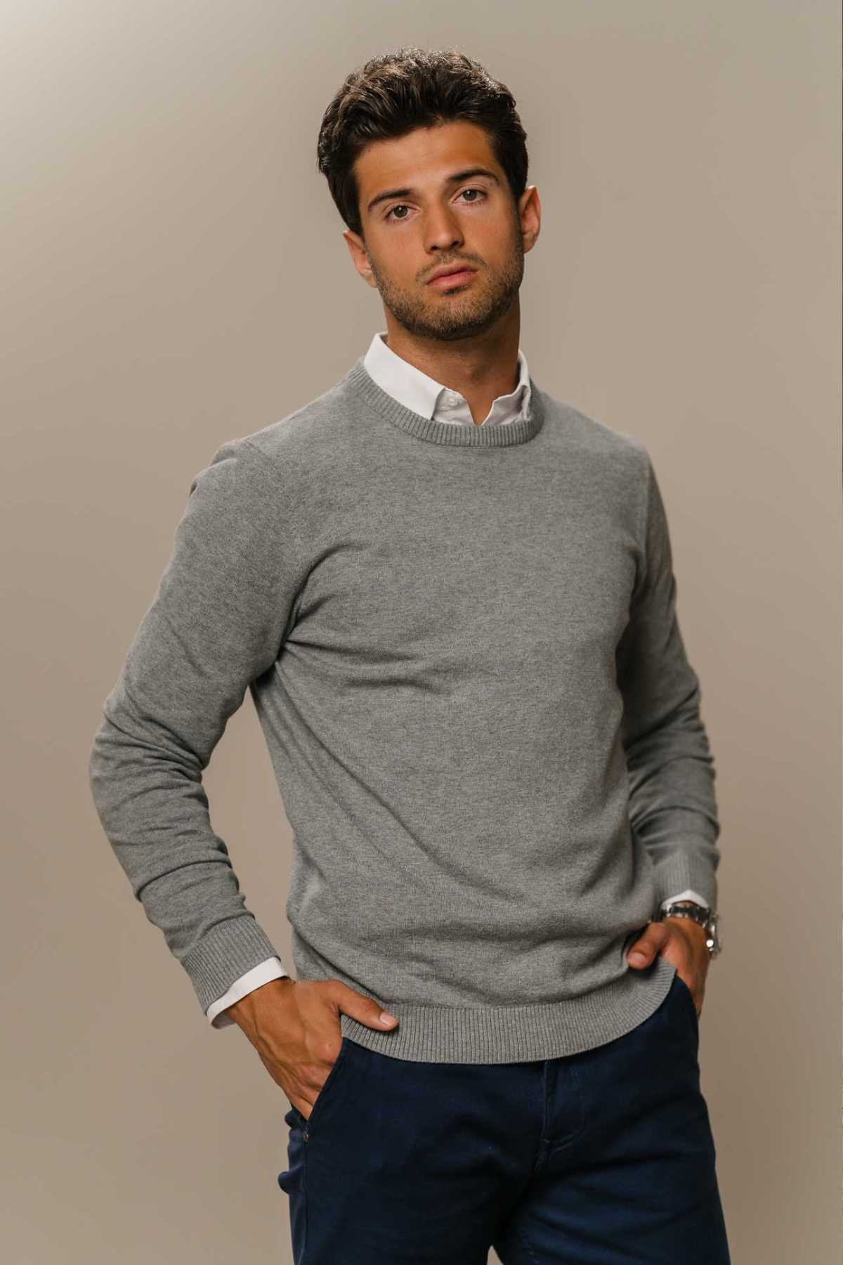 Jersey Cuello Redondo - Gris Melange - Imagen 4
