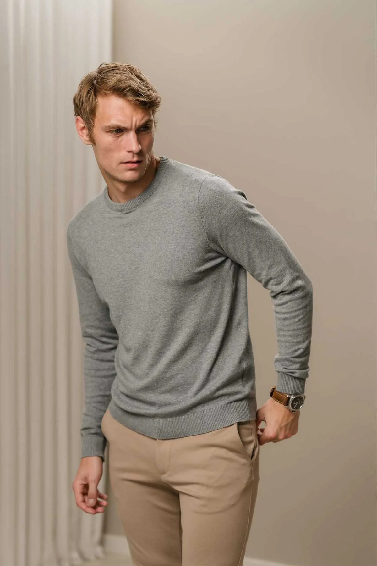 Jersey Cuello Redondo - Gris Melange - Imagen 3