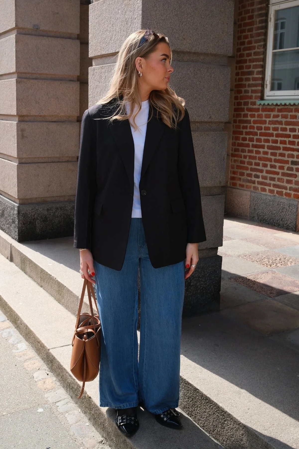 Marco lisa ancho Pants - mezclilla azul claro - Imagen 3