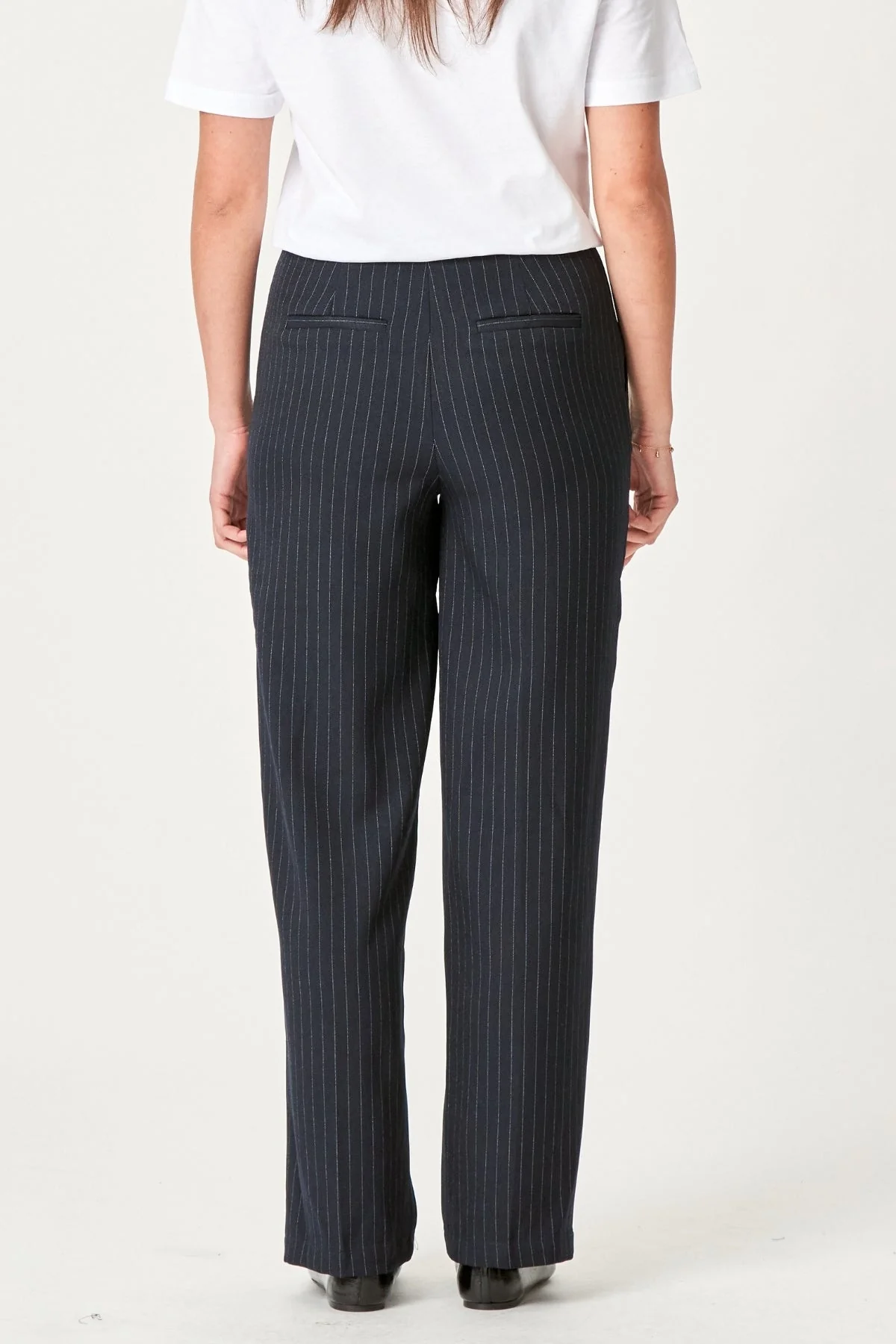 Pantalones clásicos de traje - Pinstripe azul marino - Imagen 3