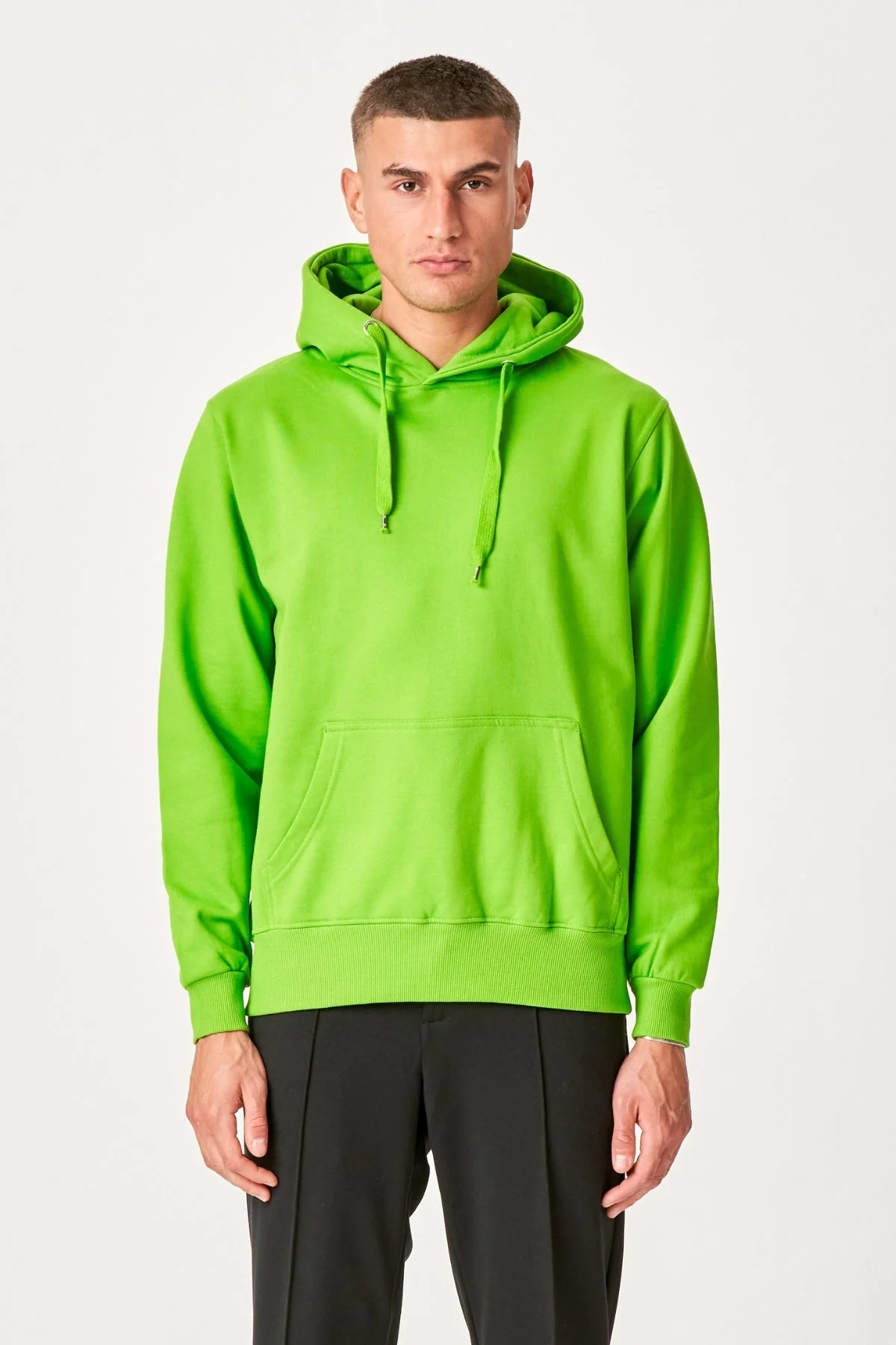 Sudadera con capucha básica - lima verde