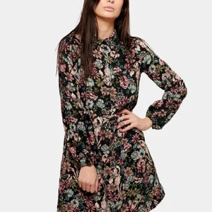 Vestido de camisa impresa - Negro