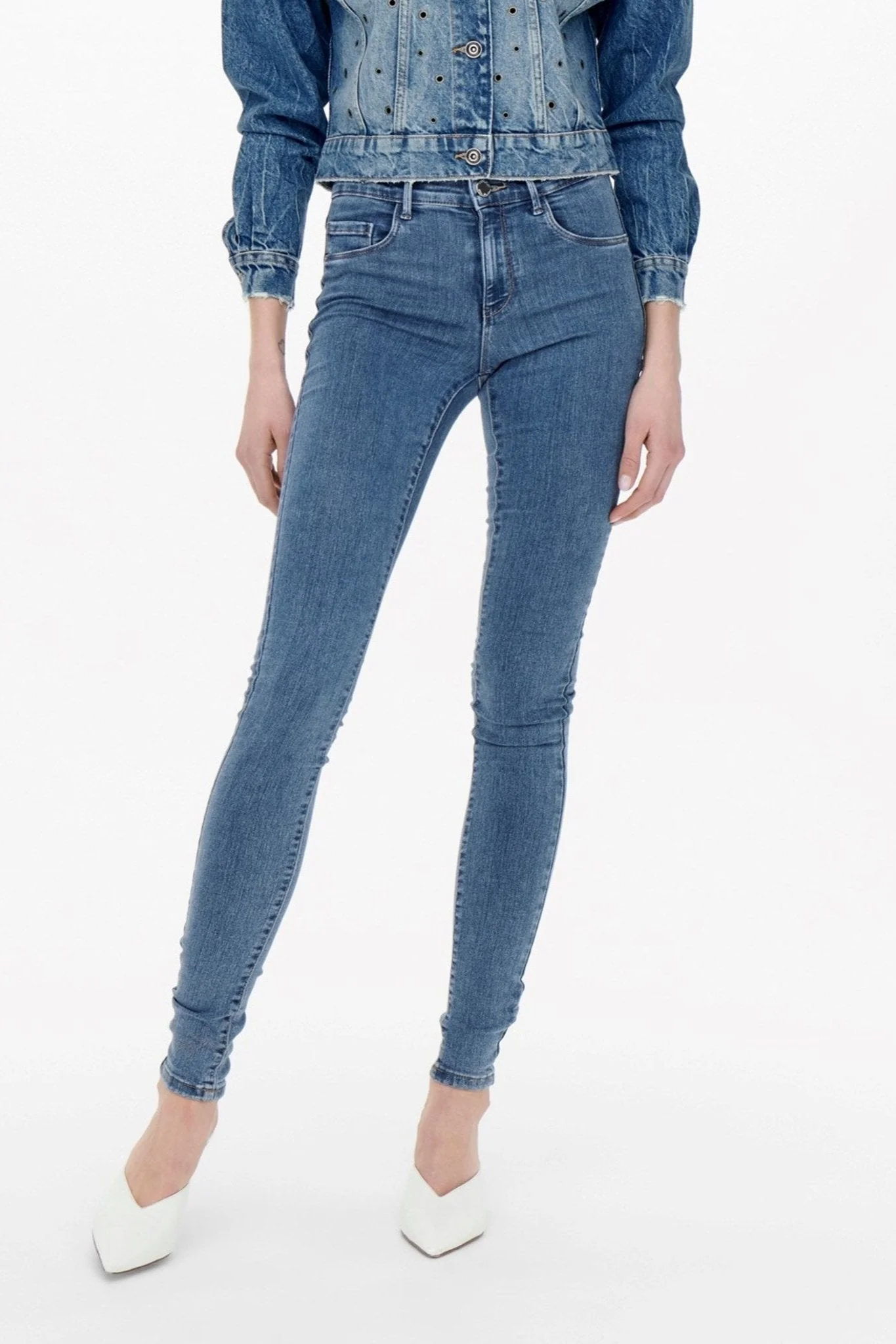 Jeans de ajuste flaco de lluvia - Denim azul