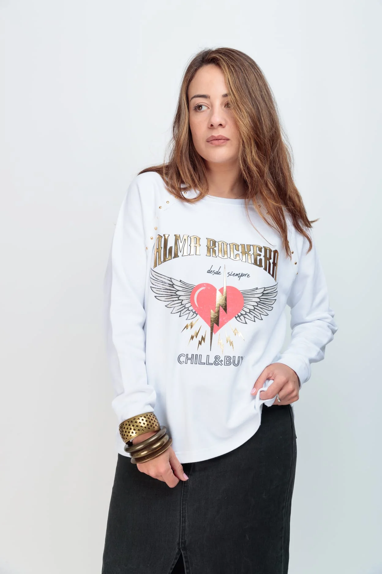 Sudadera Tachas Alma Rockera