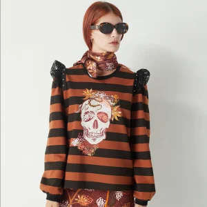 Sudadera Rayas Skull Floral