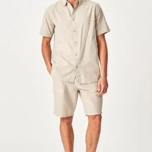 Conjunto de lino Camisa de manga corta + lino Shorts - Sand (paquete de oferta)