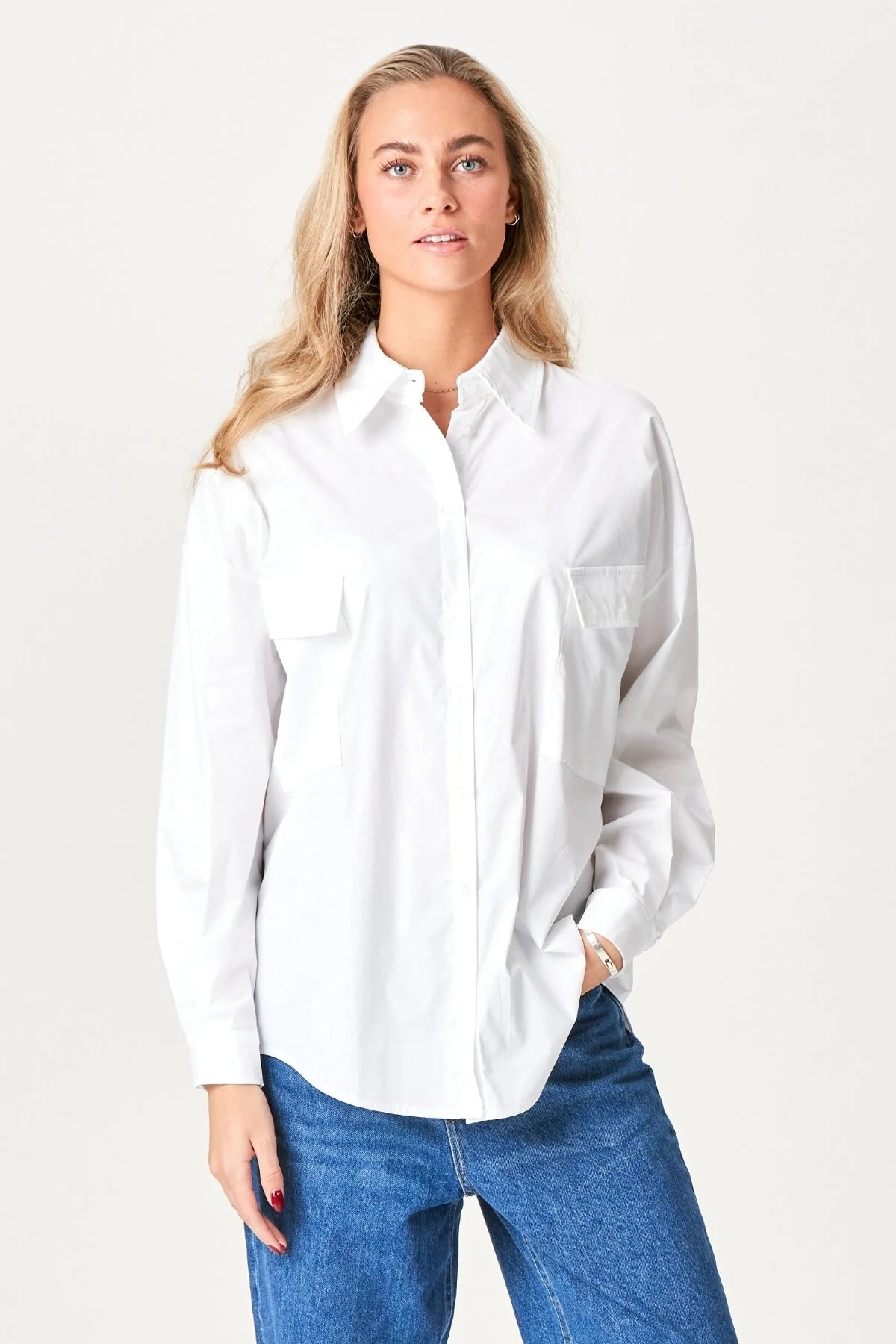 Clara Oversized Camisa - blanco