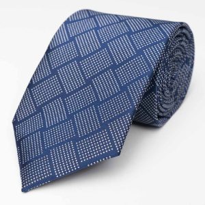 Corbata - Cuadrada Azul Oscuro/Blanca