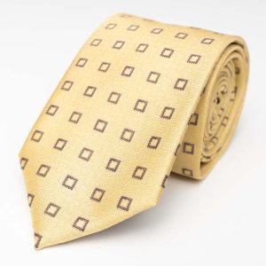 Corbata - Estampado Cuadrado Oro/Marrón