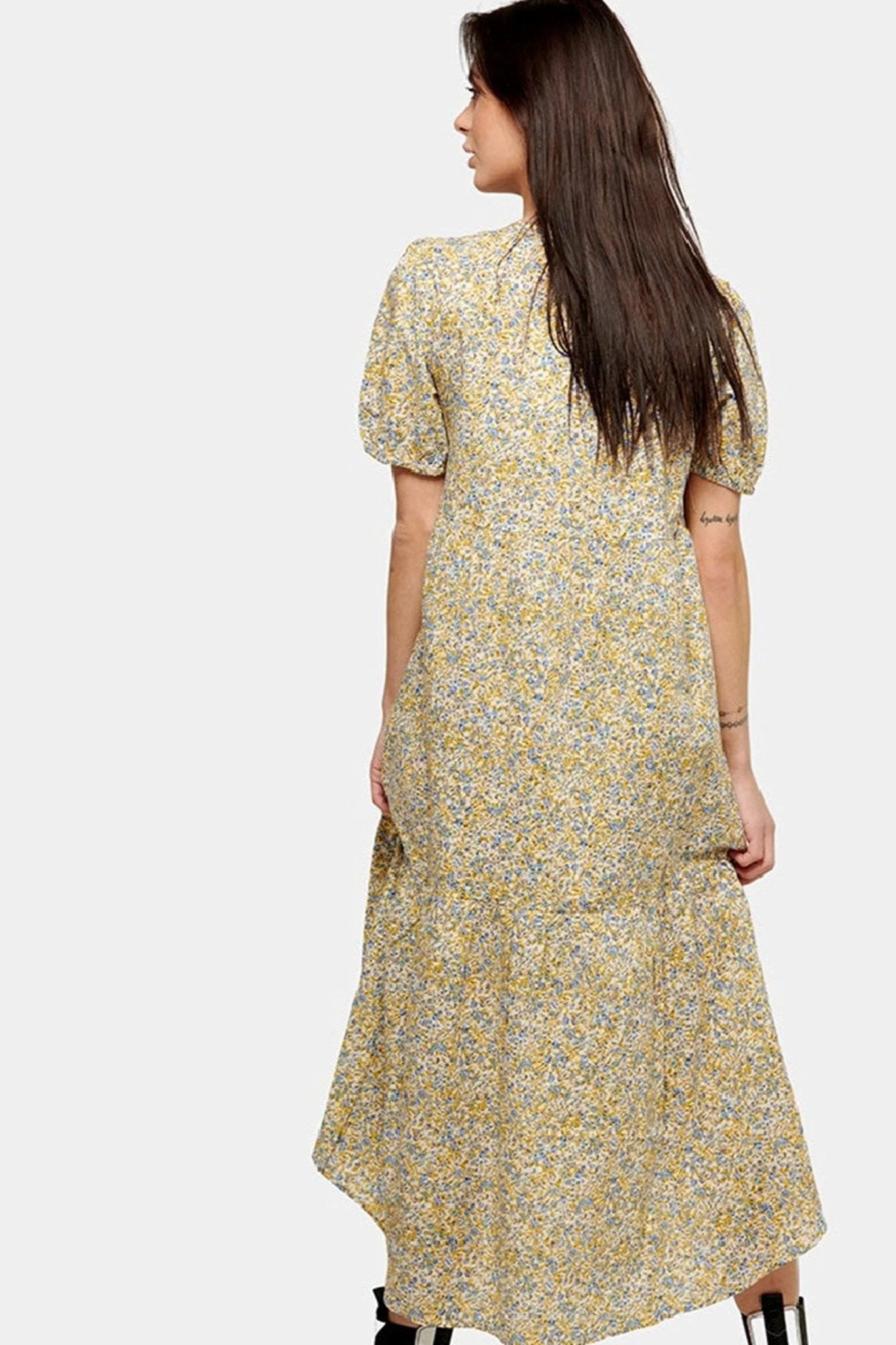 Sofie Dress Long - Floral azul y amarillo - Imagen 3