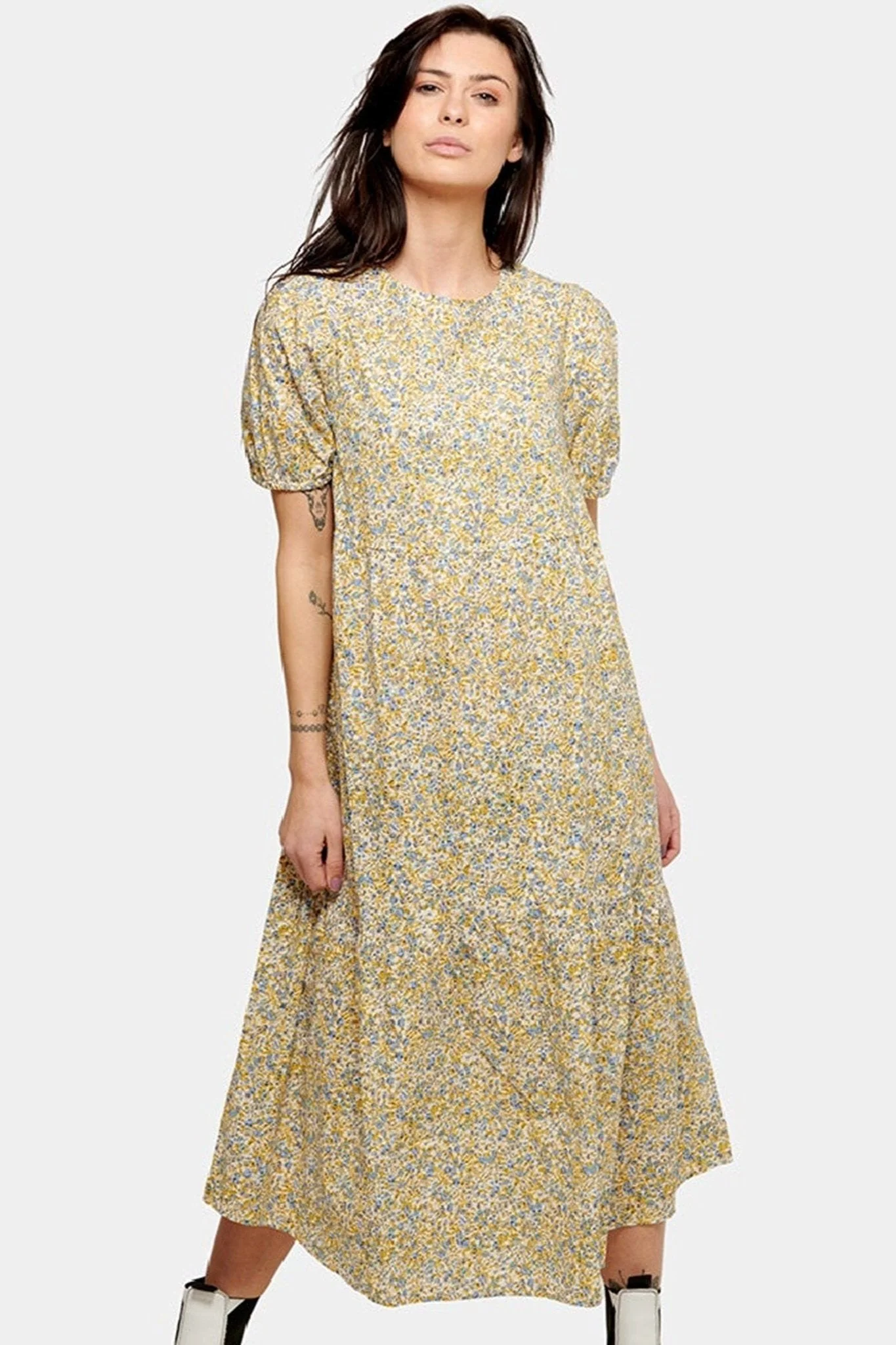 Sofie Dress Long - Floral azul y amarillo - Imagen 4