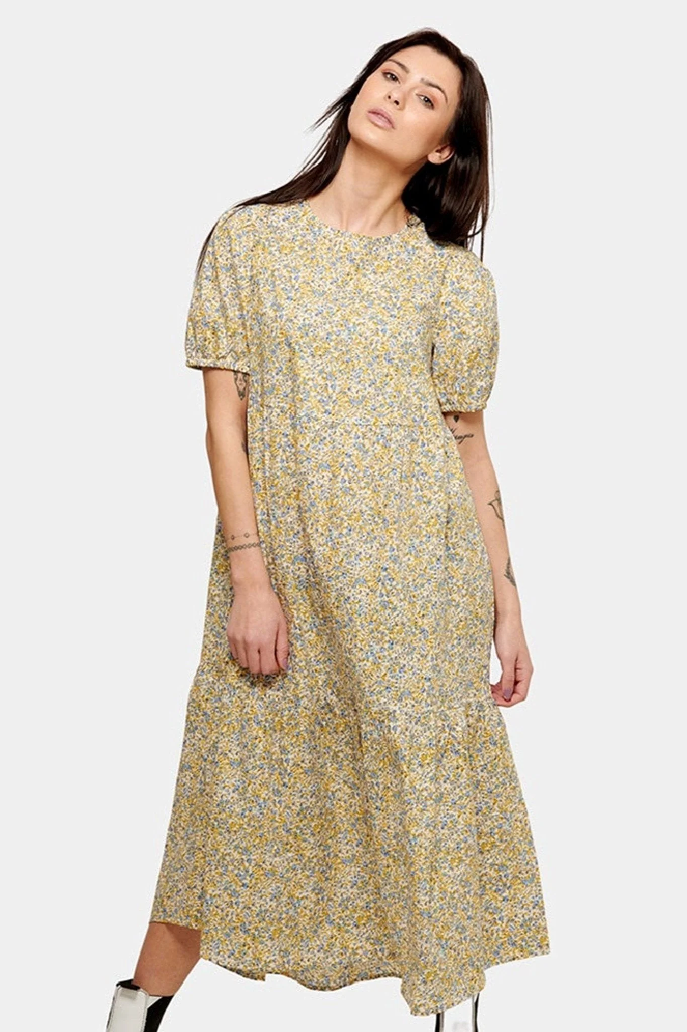 Sofie Dress Long - Floral azul y amarillo - Imagen 5