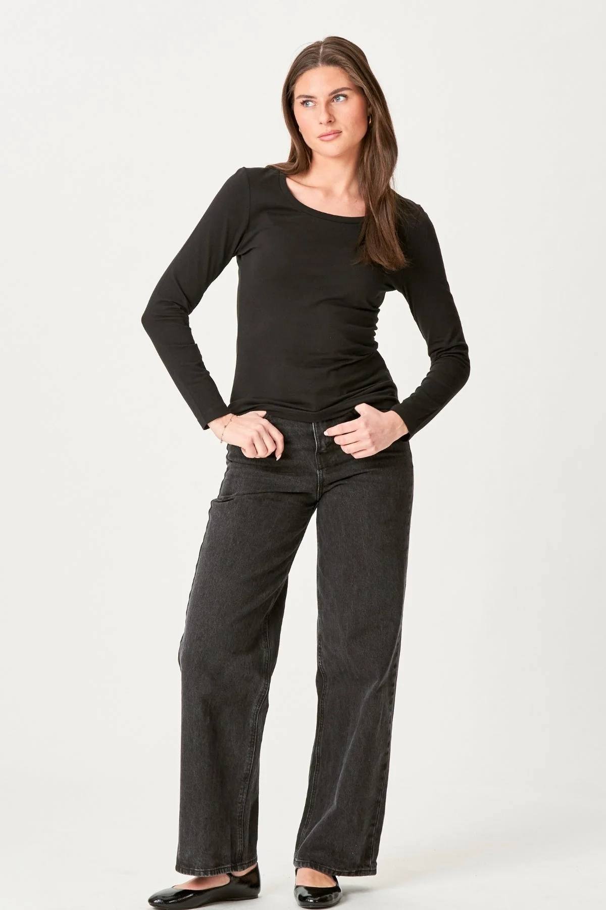 Camiseta básica de manga larga-negro - Imagen 3