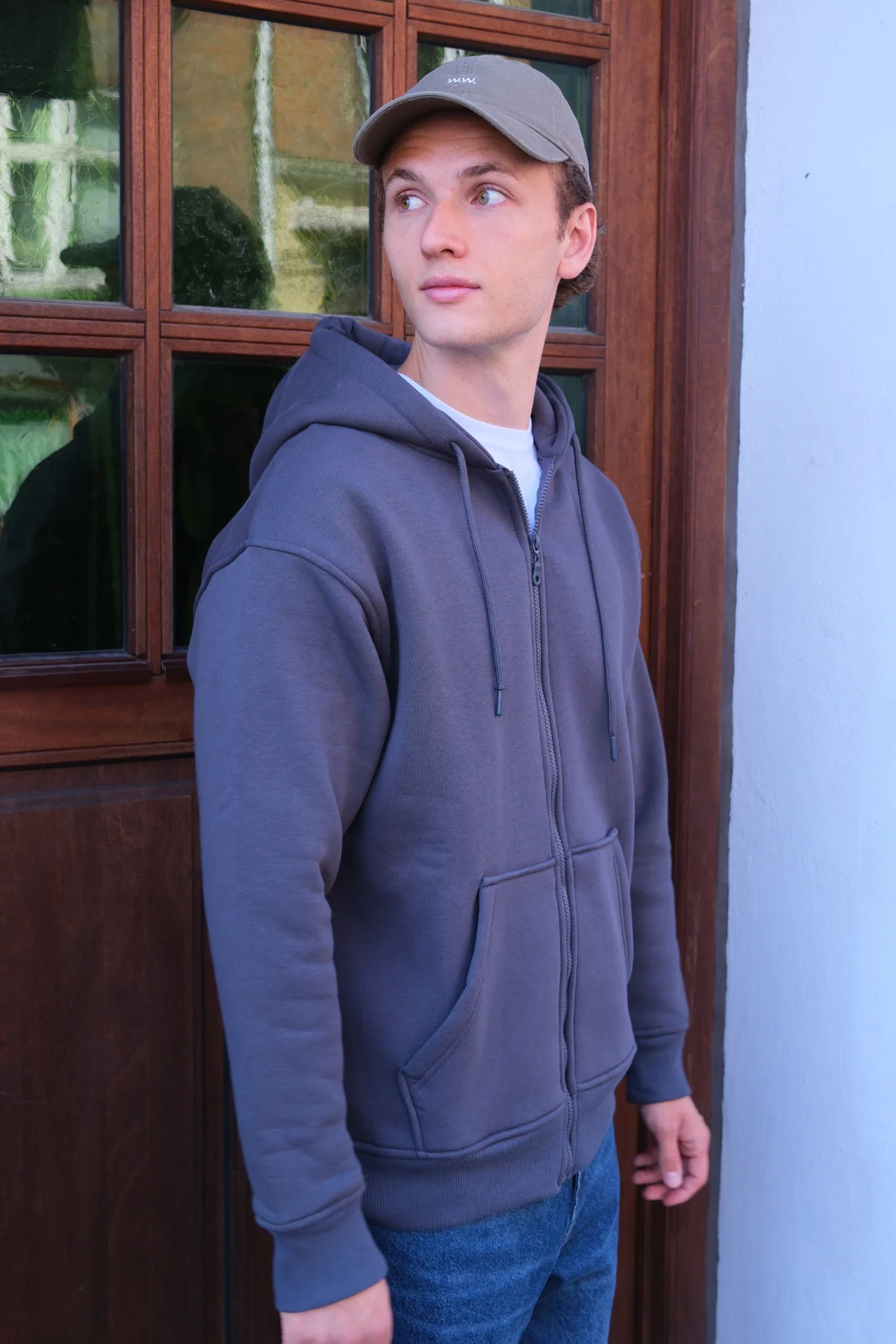 Sudadera con sudadera con cremallera relajada - gris oscuro - Imagen 4