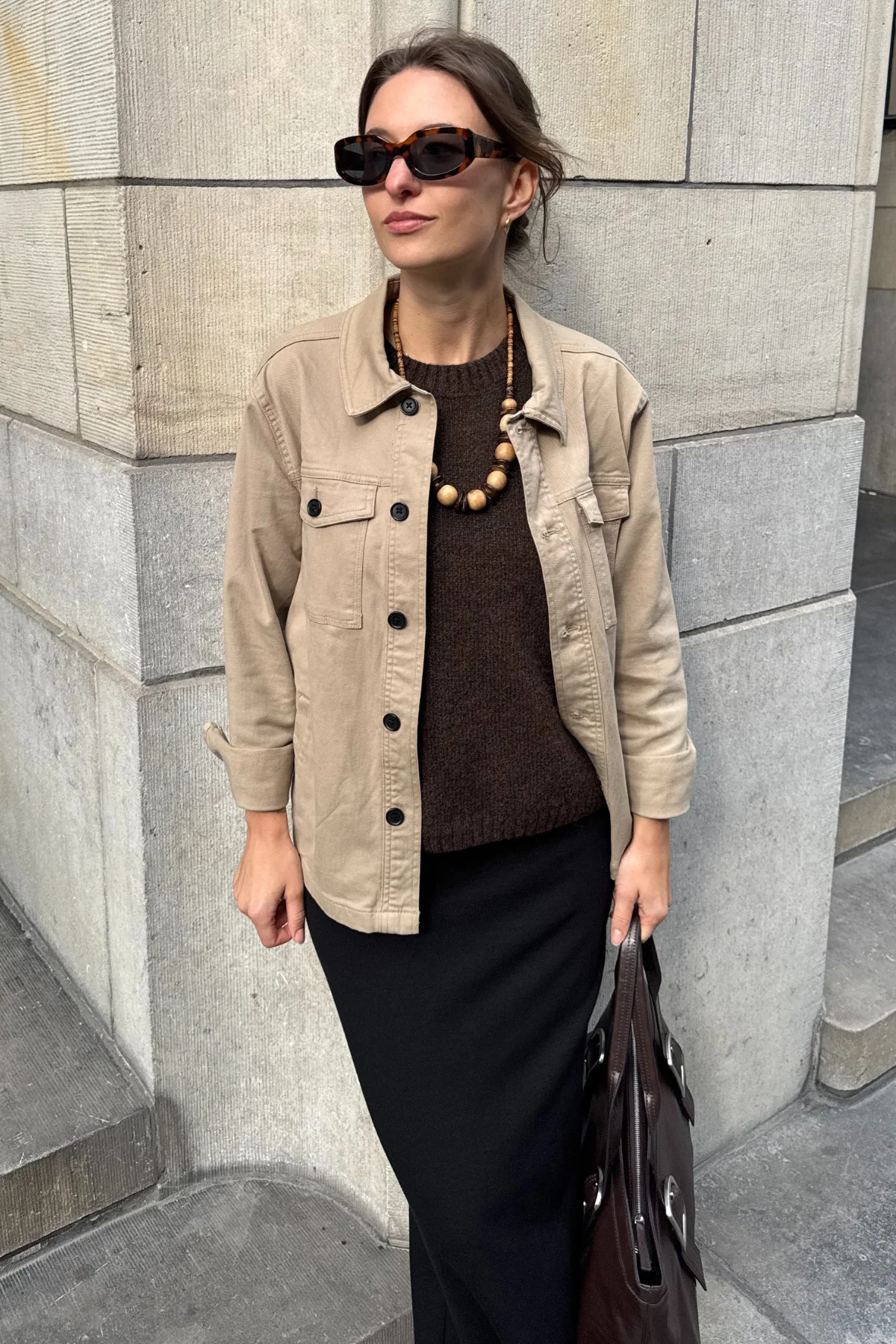 Overshirt de sarga - beige - Imagen 3