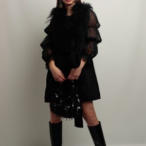 Vestido Negro Frunces