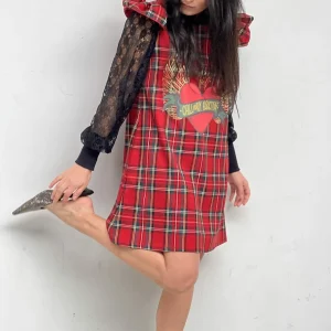 Vestido Encaje Corazón Alas Dorado