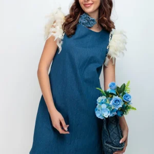 Vestido Vaquero Plumas