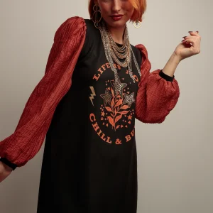 Vestido Abullonado Textura Life Is Now