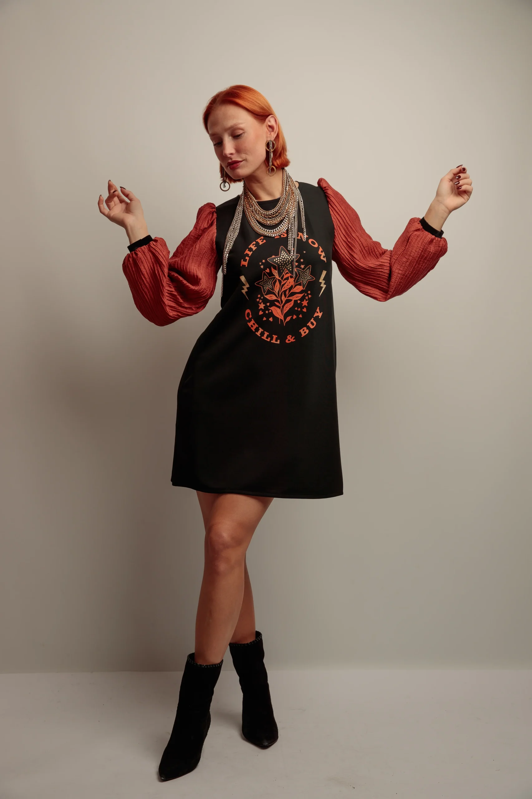 Vestido Abullonado Textura Life Is Now - Imagen 3