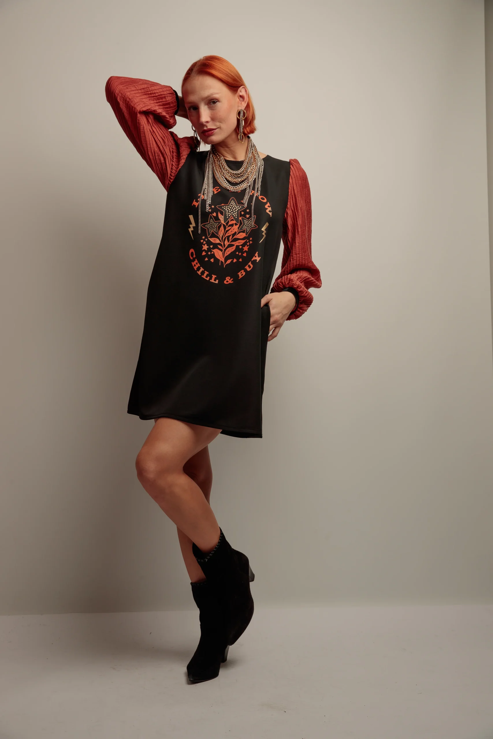 Vestido Abullonado Textura Life Is Now - Imagen 4