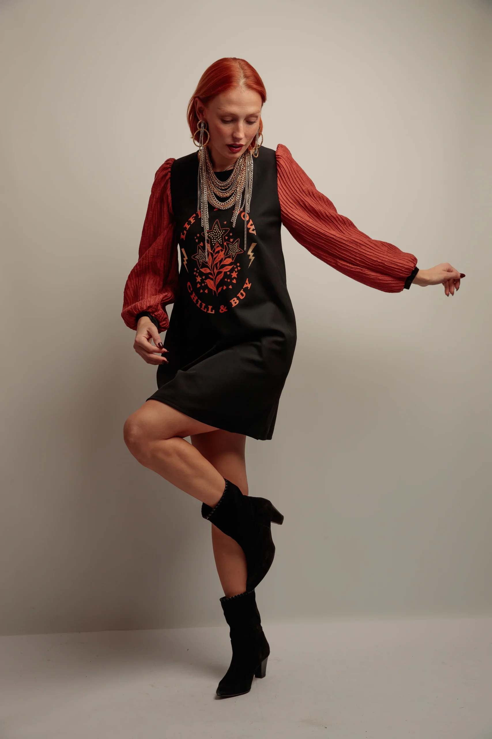 Vestido Abullonado Textura Life Is Now - Imagen 5