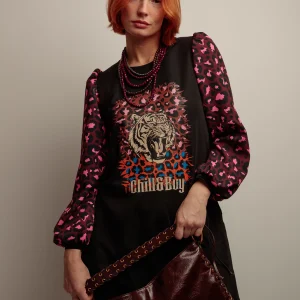 Vestido Abullonado Tigre Print Mix