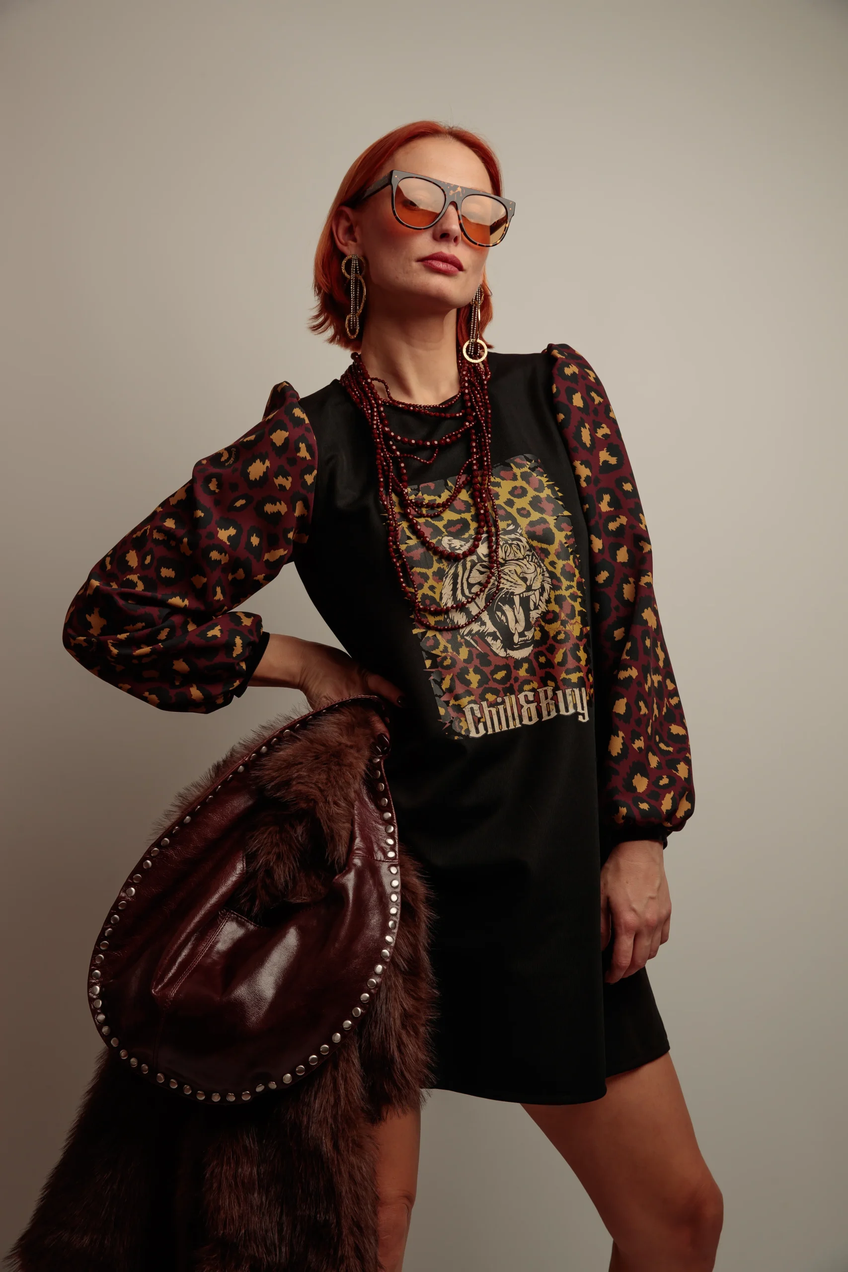 Vestido Abullonado Tigre Print