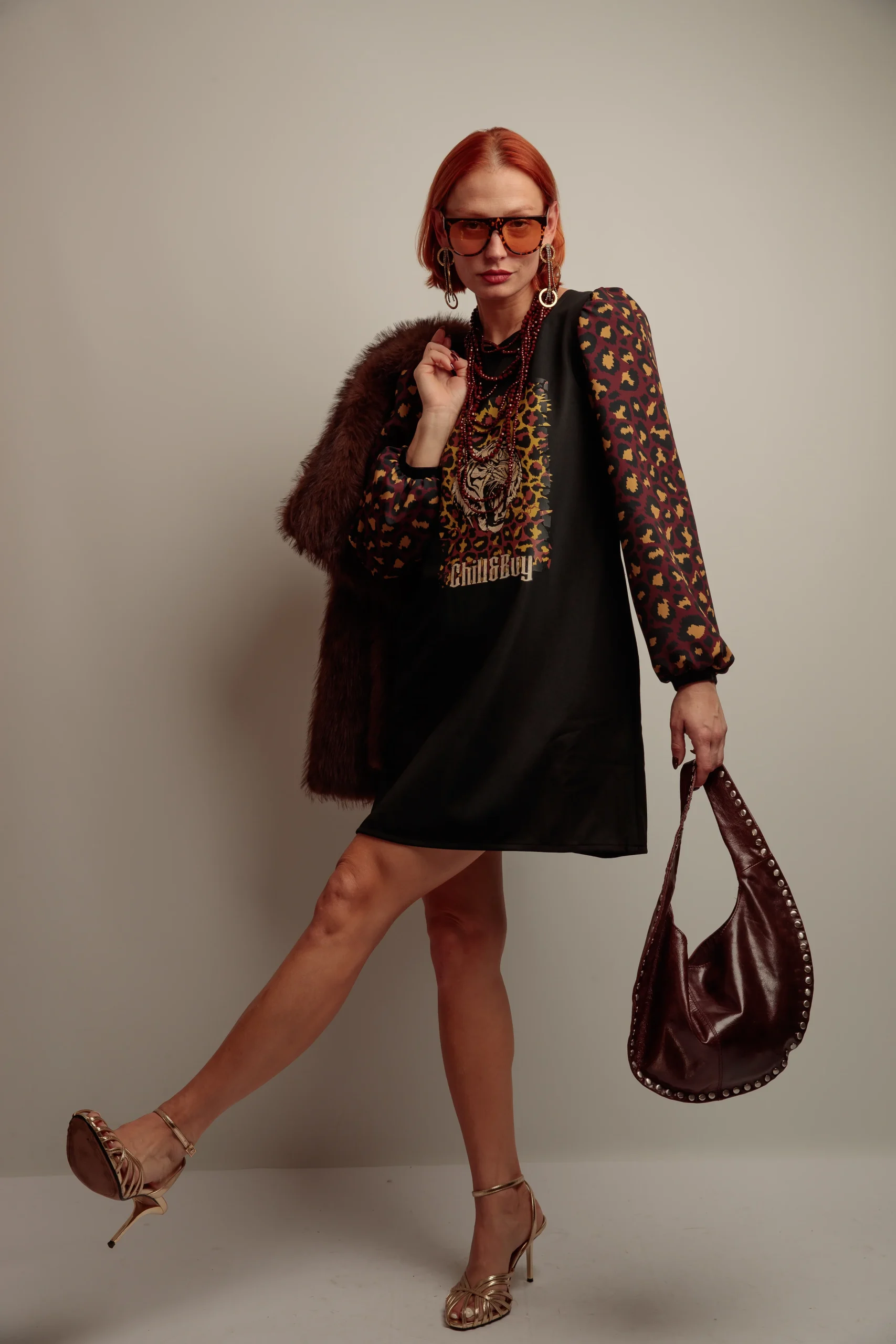 Vestido Abullonado Tigre Print - Imagen 3