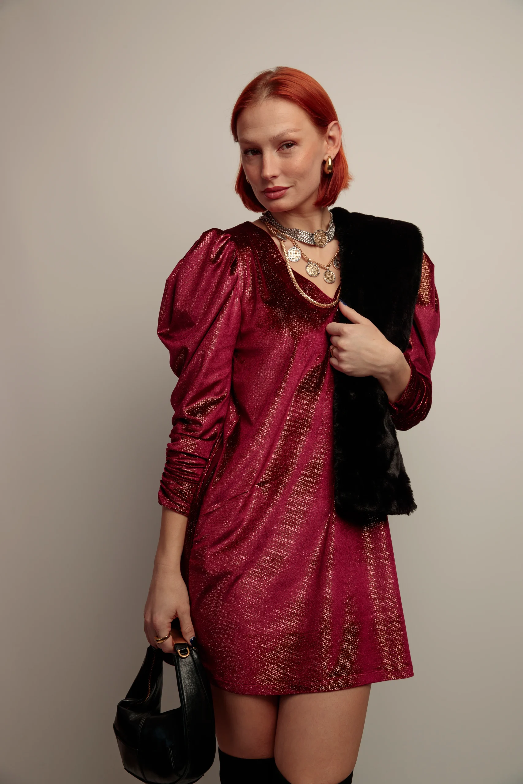 Vestido Pico Lupita Granate - Imagen 4