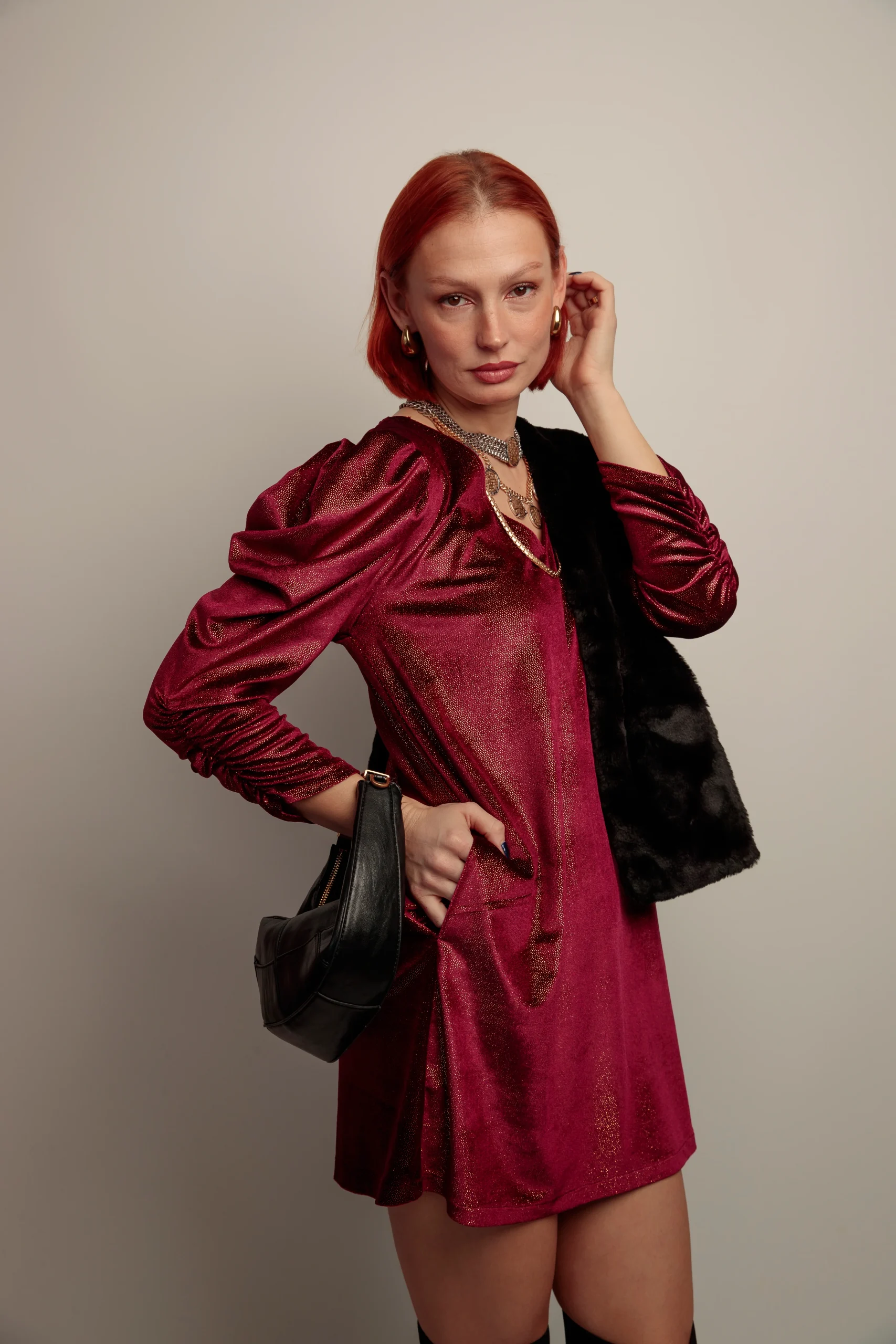 Vestido Pico Lupita Granate - Imagen 6