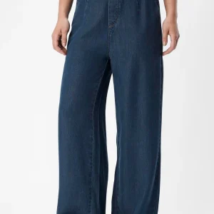 Marco lisa ancho Pants - lavado de enjuague de mezclilla azul oscuro