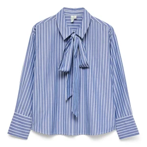 Camisa con lazo Islunn - Denim oscuro Blanco nieve