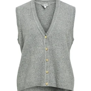 Chaleco de punto ivona s/l - melange gris medio