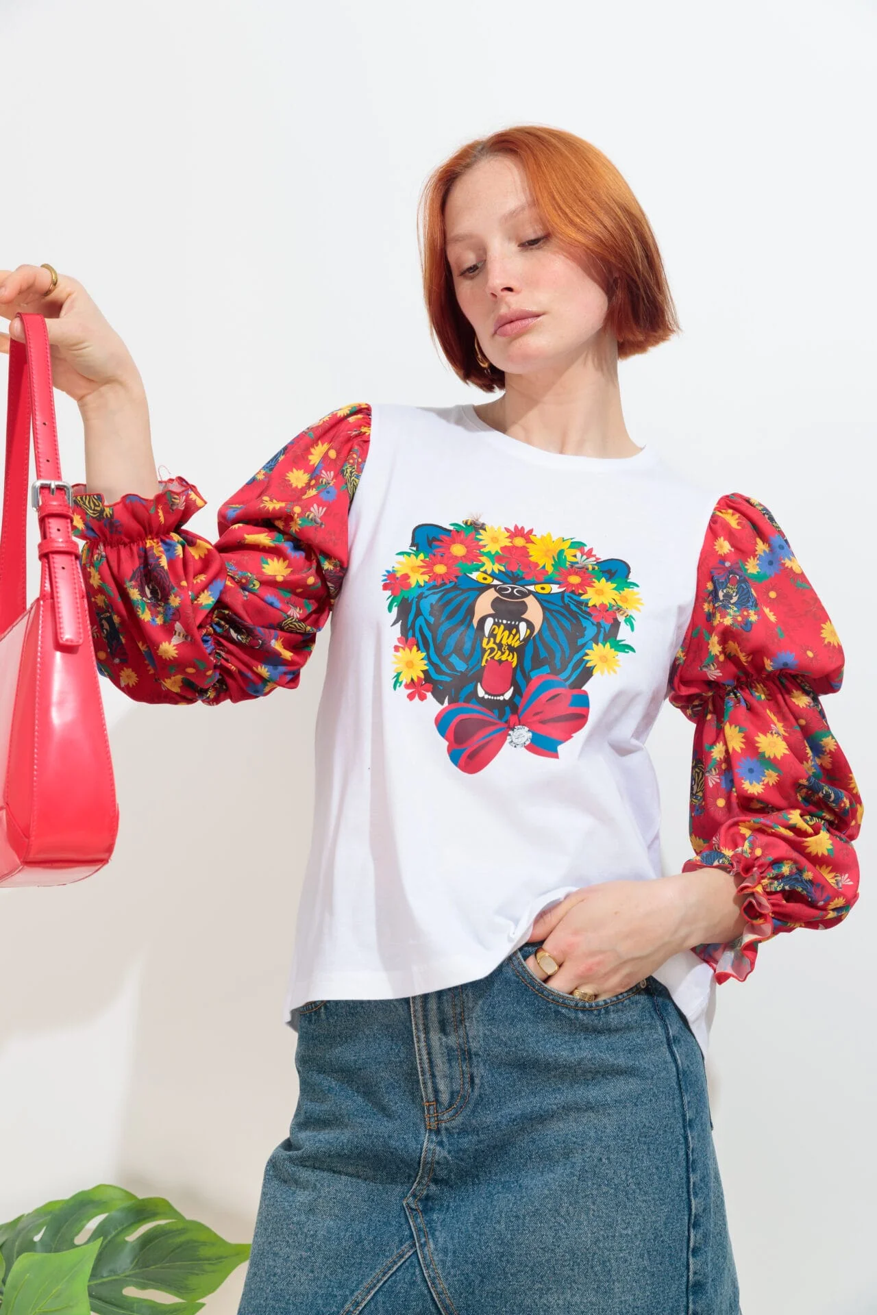 Camiseta Frunces Oso Flores