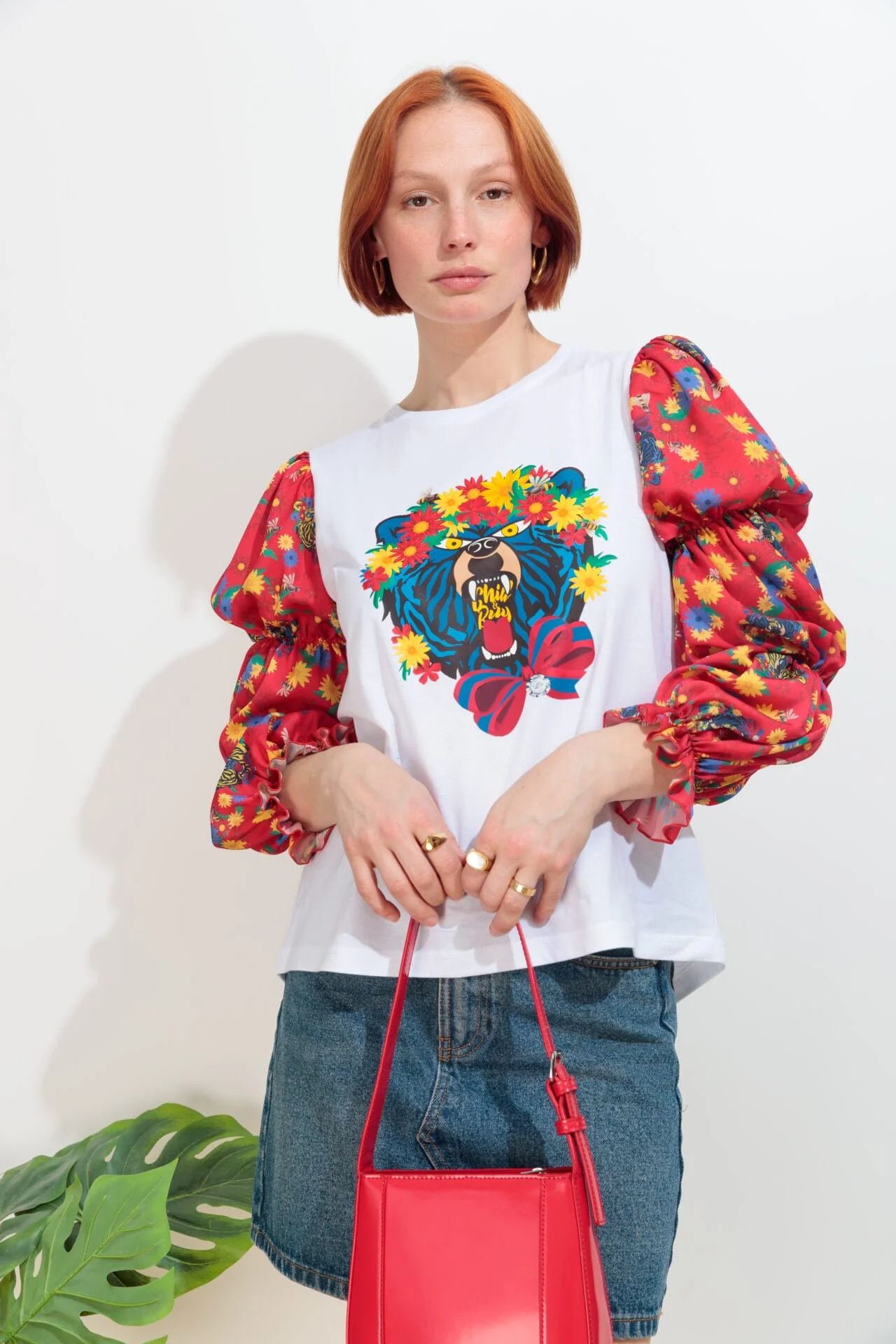 Camiseta Frunces Oso Flores - Imagen 3