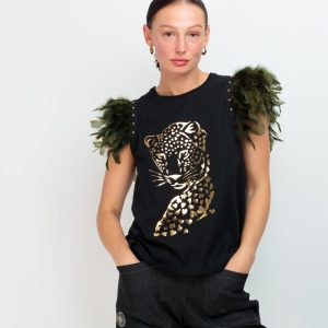 Camiseta Plumas Tachas Pantera