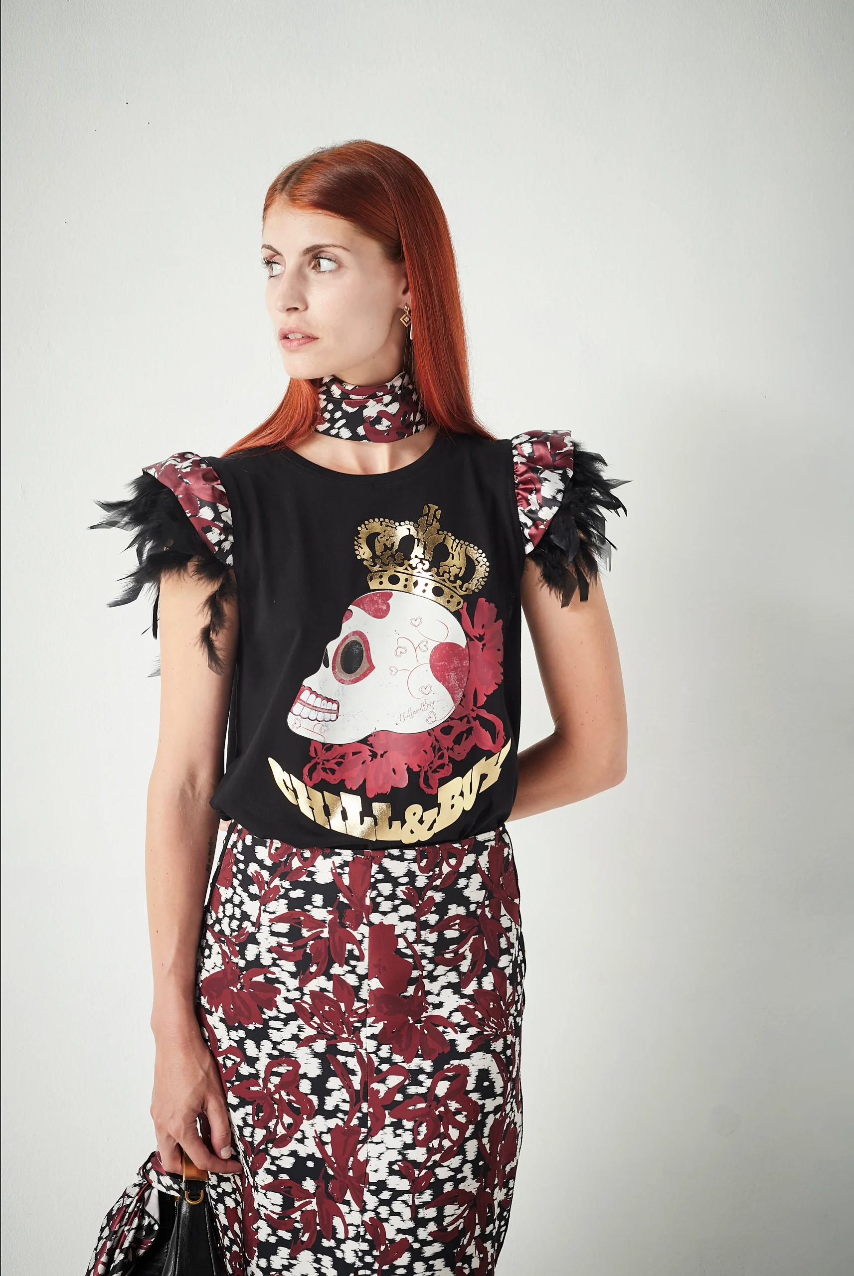 Camiseta Minivolante Plumas Skull - Imagen 4