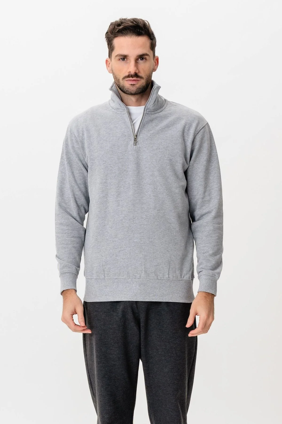 Sudadera media zip - gris