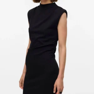 Vestido corto de cuello alto Nelli - Negro